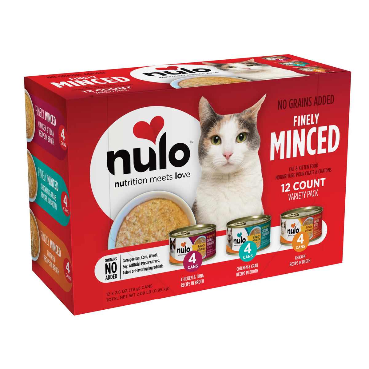Nulo variedad de sabores en latas para gatos, sabor atractivo y buena hidratación.