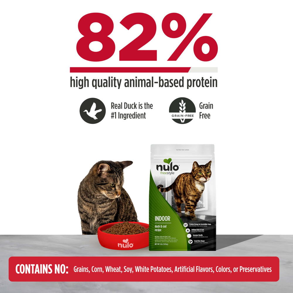 Nulo Freestyle Indoor Chat: protéines élevées soutiennent muscles et forme chez les chats.