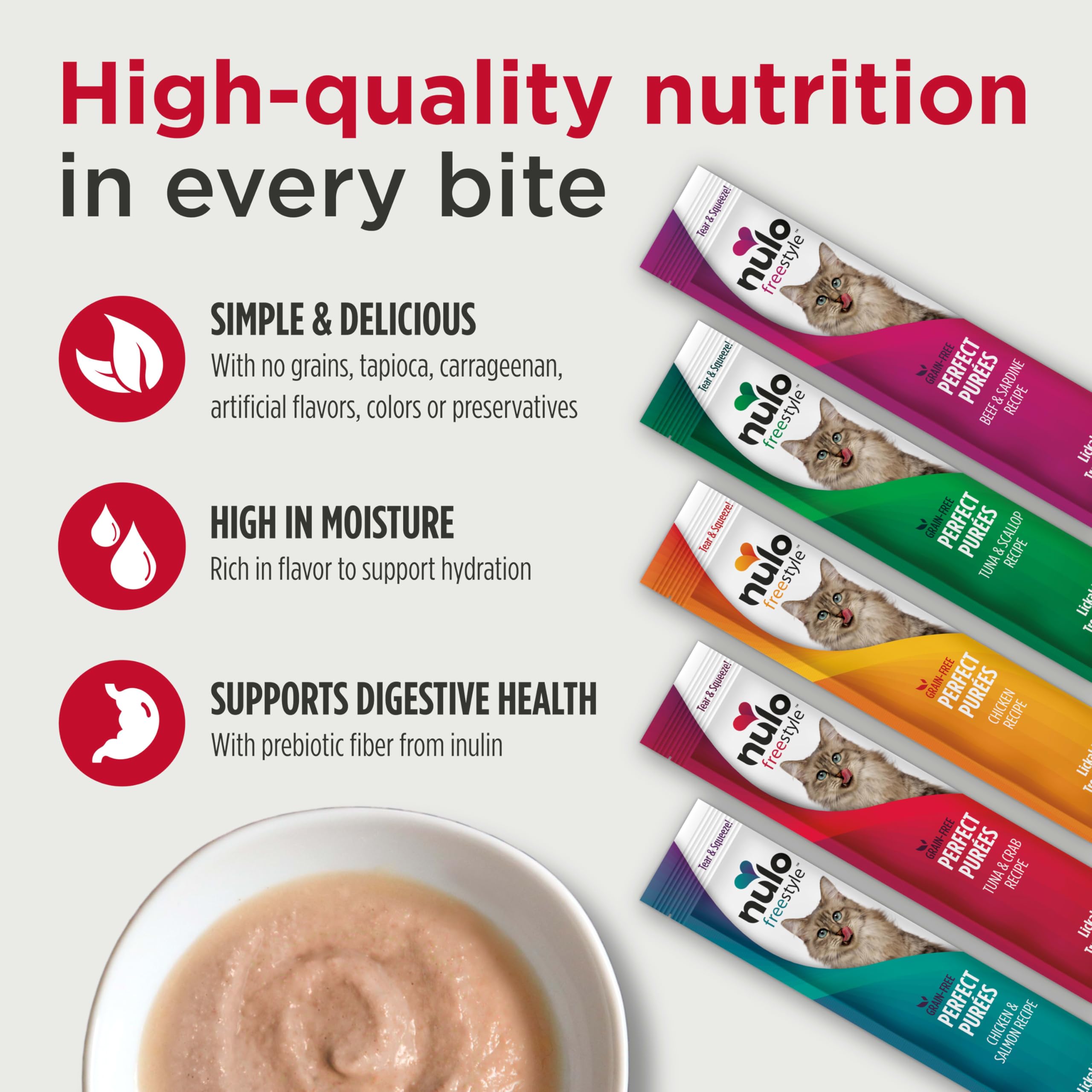 Nulo Freestyle Purées se sirve directamente desde la bolsa para premiar.