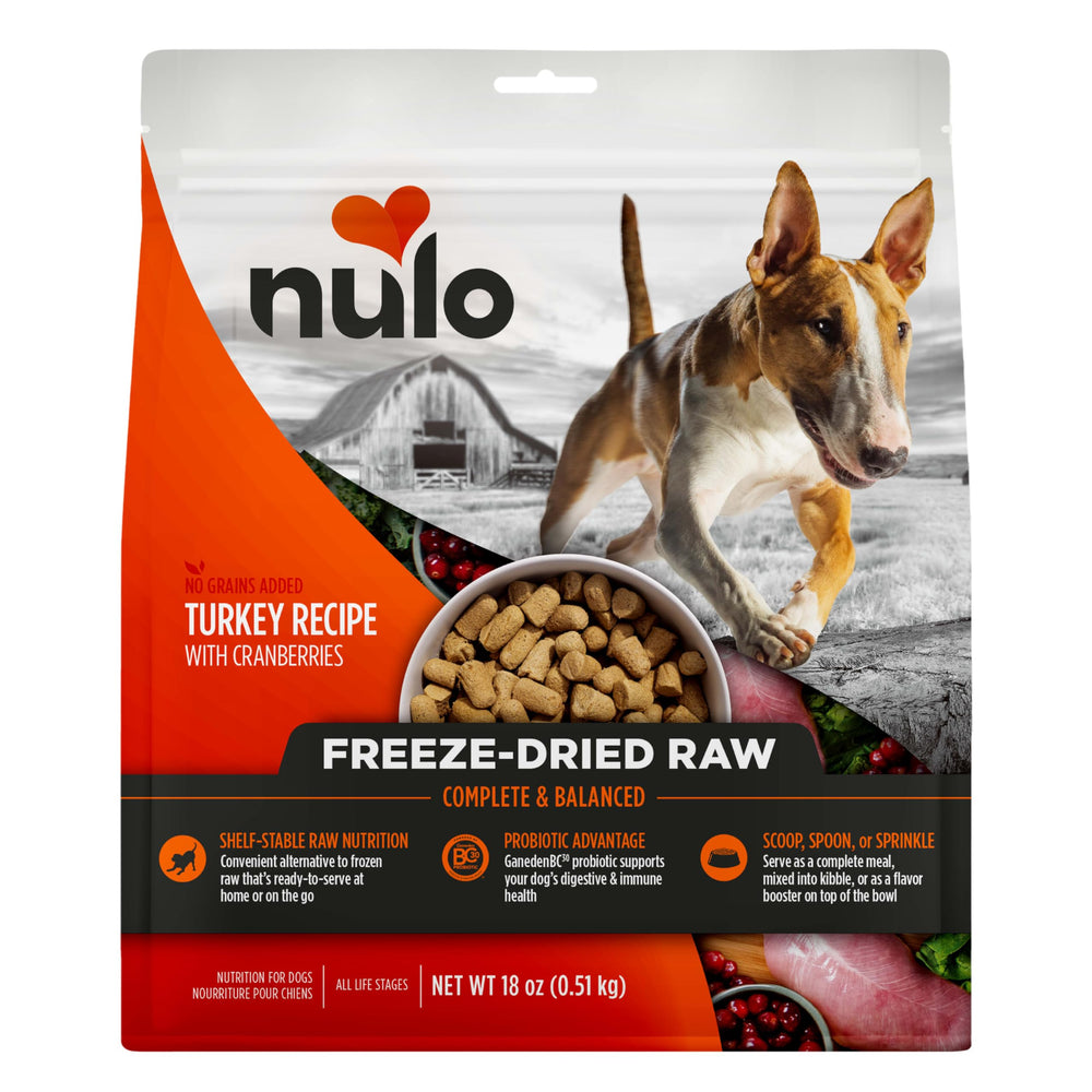 Nulo pavo liofilizado con cranberries: posible apoyo digestivo y sabor delicioso.