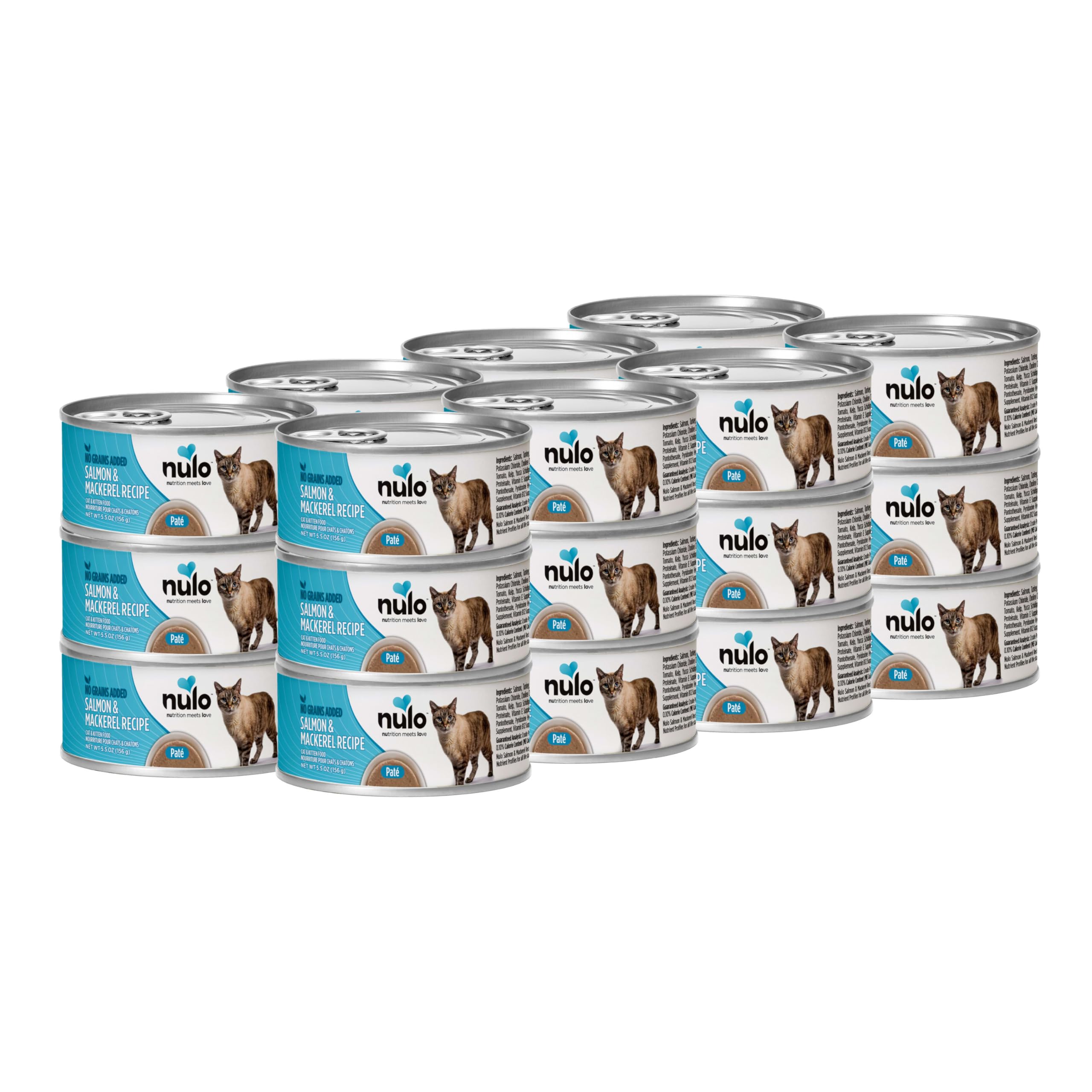 Nulo salmón y caballa pate en lata, ideal para mantener hidratación y sabor.