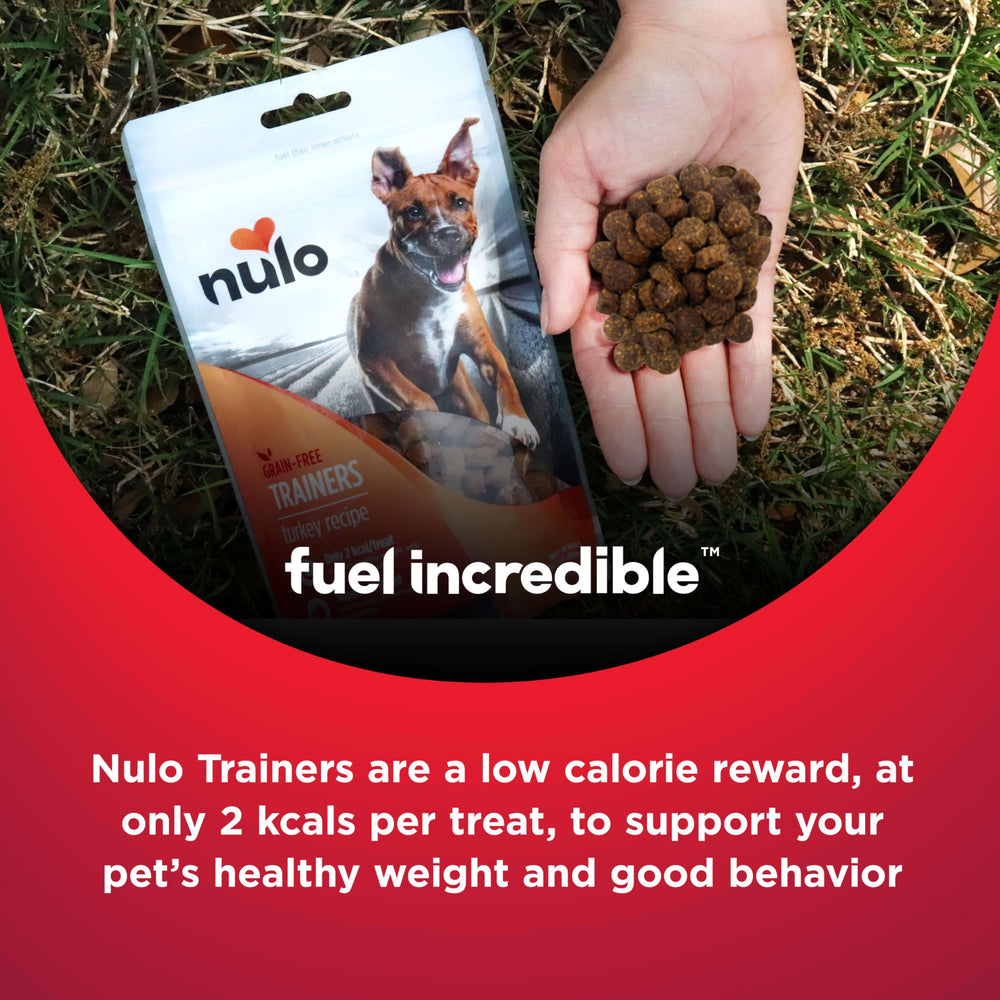 Nulo Trainers Fórmula sin maíz, trigo, soja ni gluten para perros y cachorros.