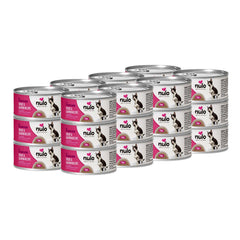 Nulo Paté Trucha y Salmón en lata, etiqueta visible, pensado para gatos con sensibilidad a granos.