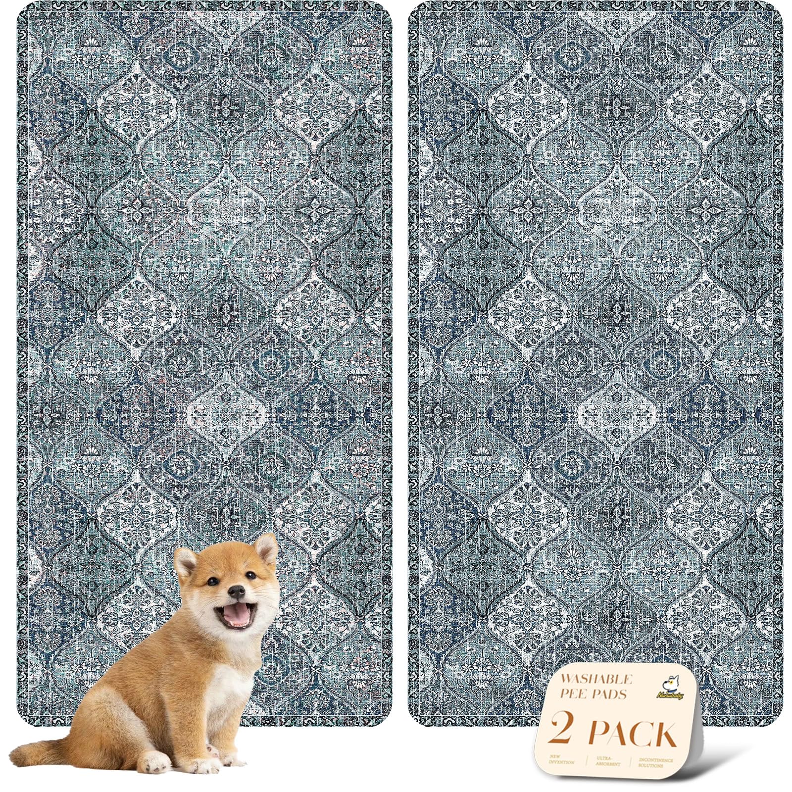 Nunubaby almohadilla lavable para perros, diseño azul, protege suelos y facilita la limpieza.
