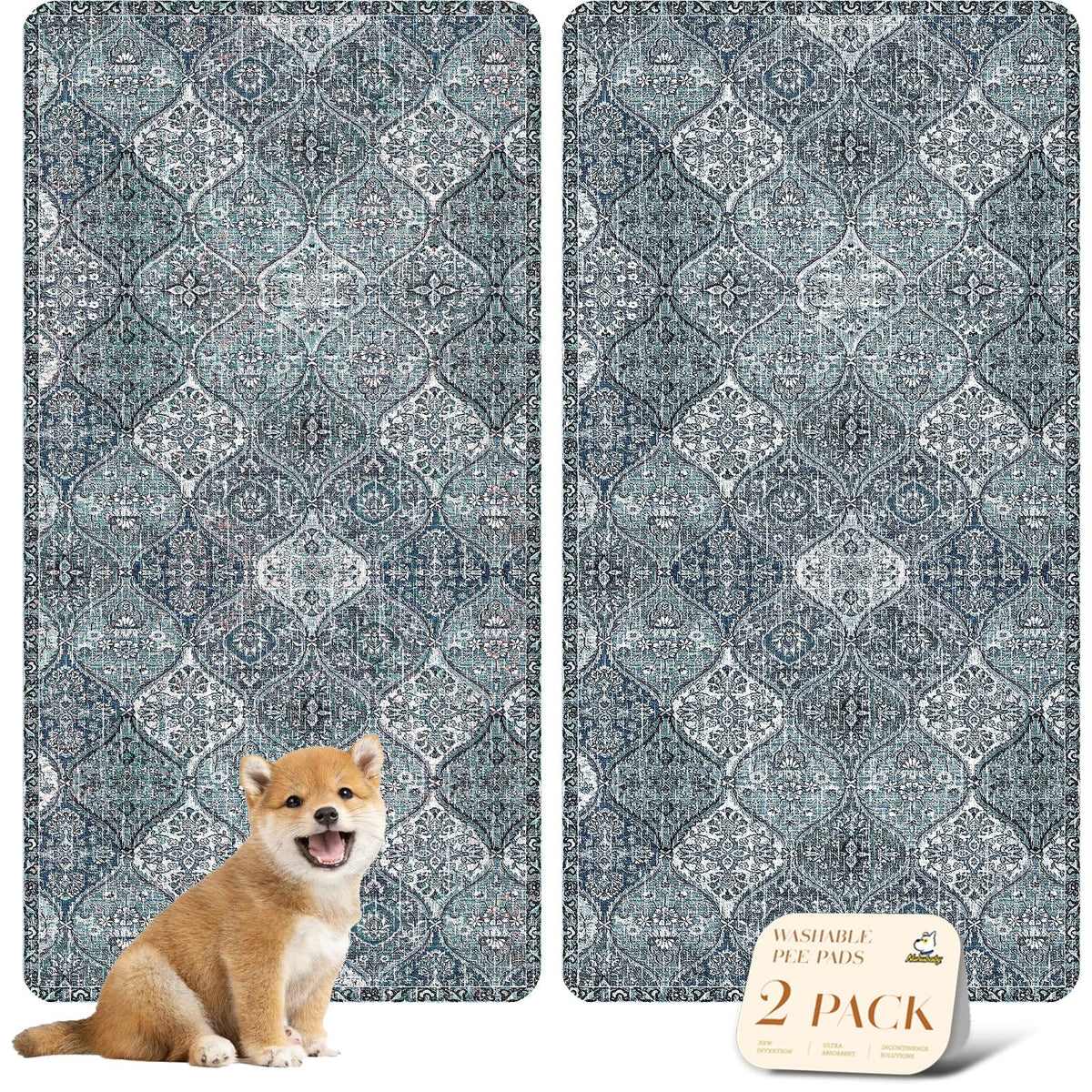 Nunubaby almohadilla lavable para perros, diseño azul, protege suelos y facilita la limpieza.