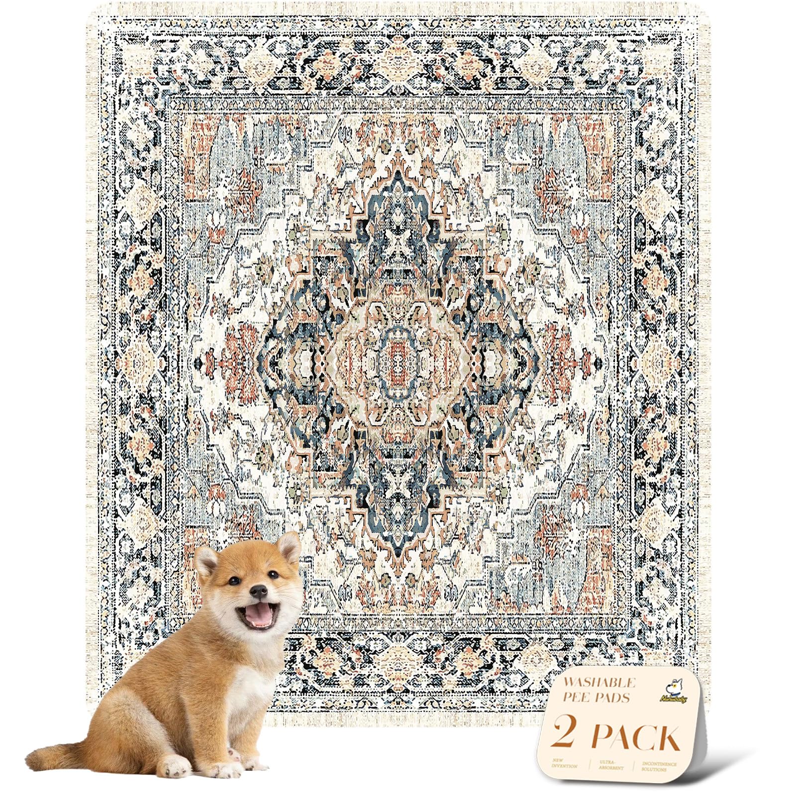 nunubaby tapete lavable beige para perros, protege suelos y es reutilizable