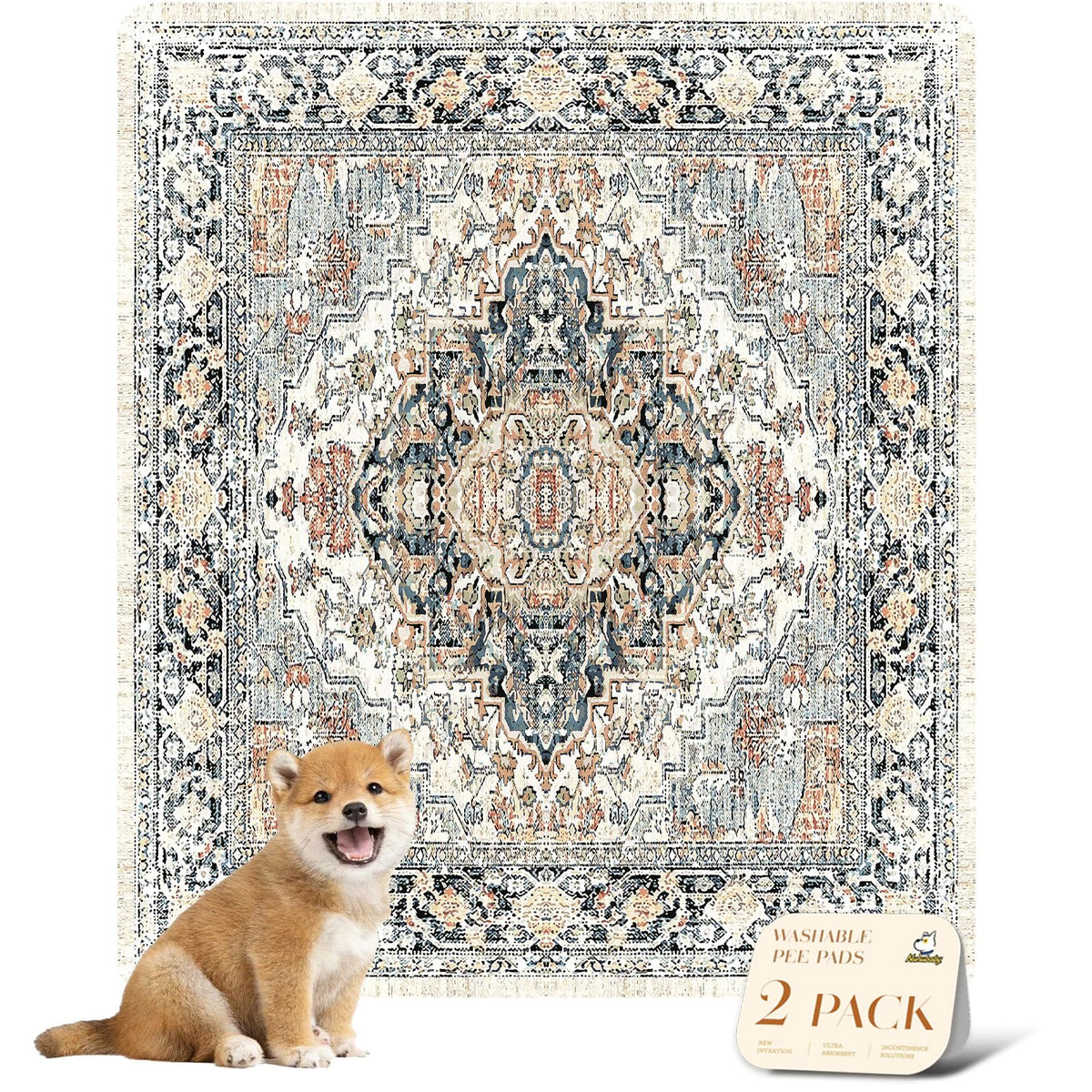 nunubaby tapete lavable beige para perros, protege suelos y es reutilizable