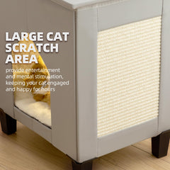 NUROMY mesita-lateral gato cuero gris, mueble decorativo y práctico.