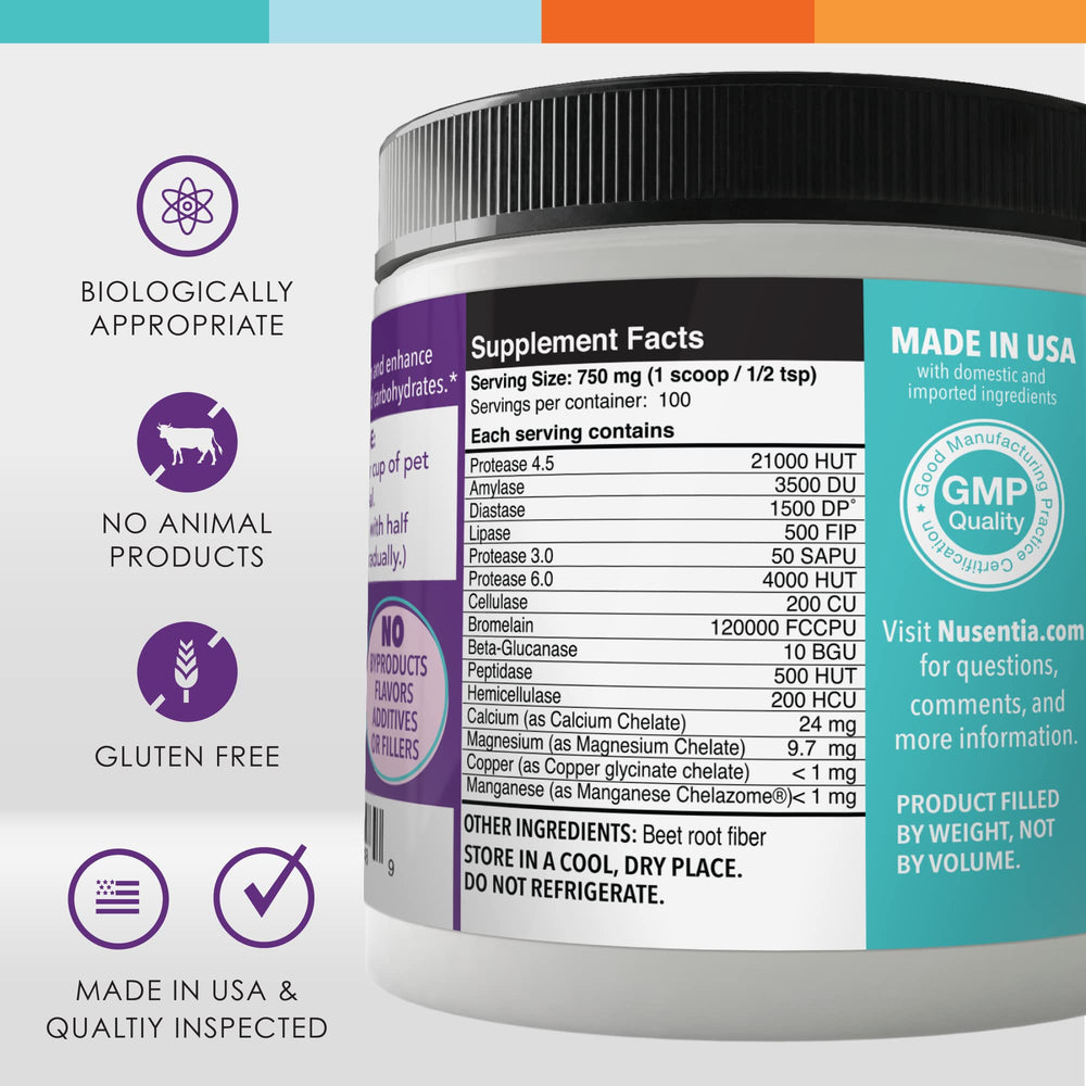 NUSENTIA Enzyme Miracle beneficios potenciales en piel y pelaje.