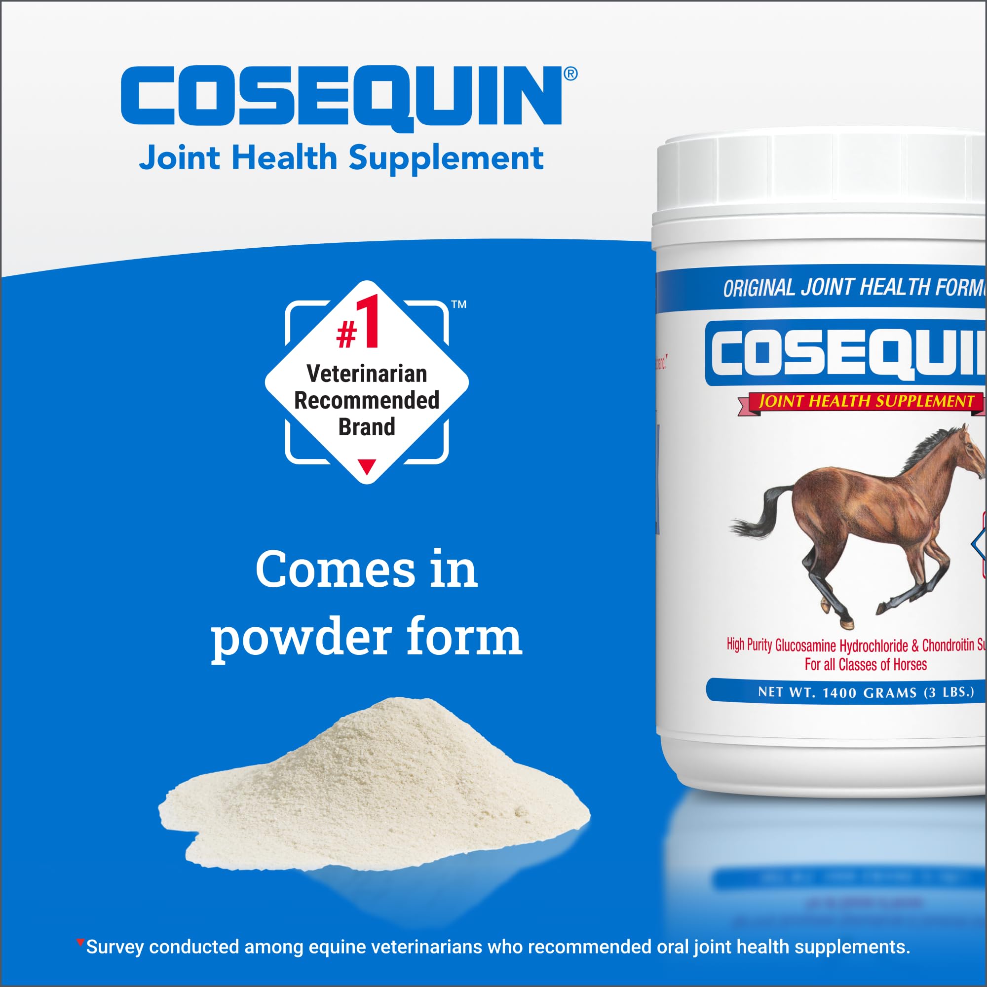 Nutramax Cosequin dosis diaria en polvo para rutina de entrenamiento.