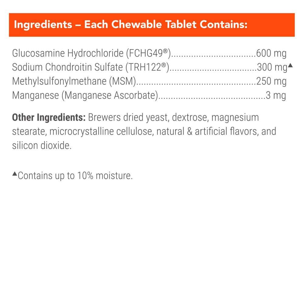 Ingredientes clave de Nutramax Cosequin: glucosamina, condroitina y MSM