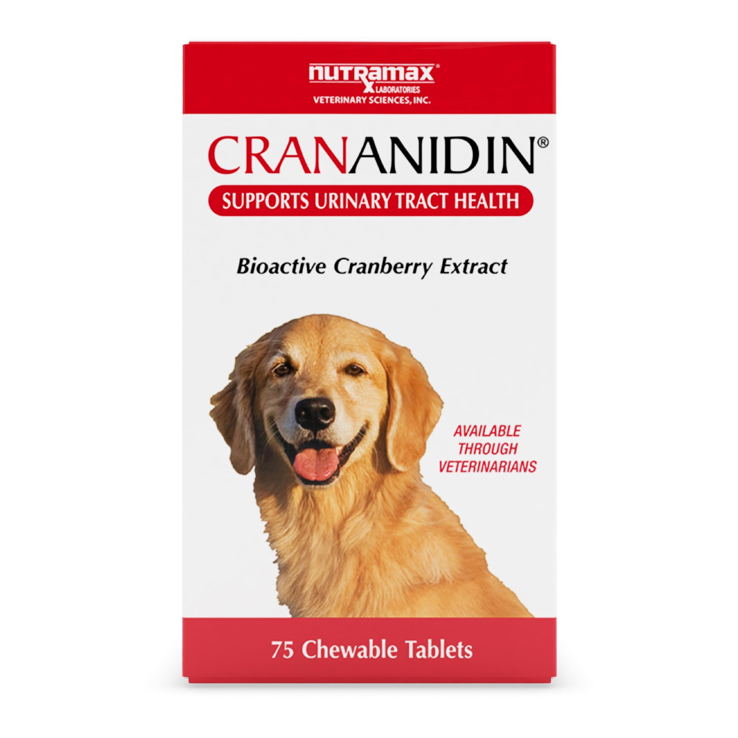 Nutramax Crananidin para perros, tabletas masticables fáciles de dar, para la salud urinaria