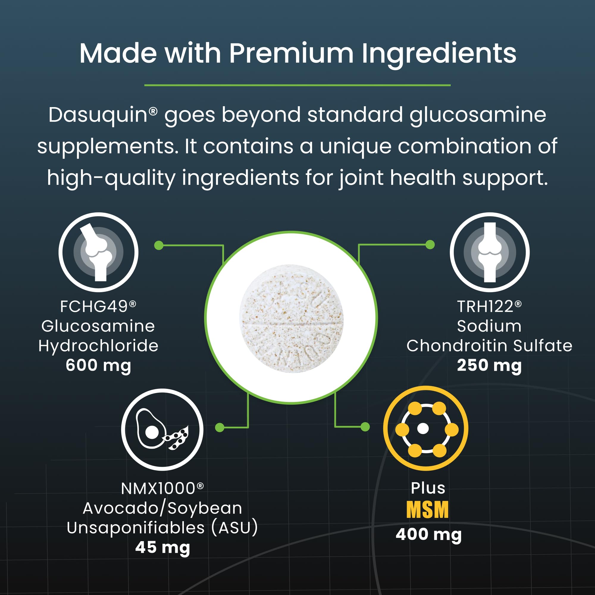 Nutramax Dasuquin ASU, ingrediente clave de la fórmula.