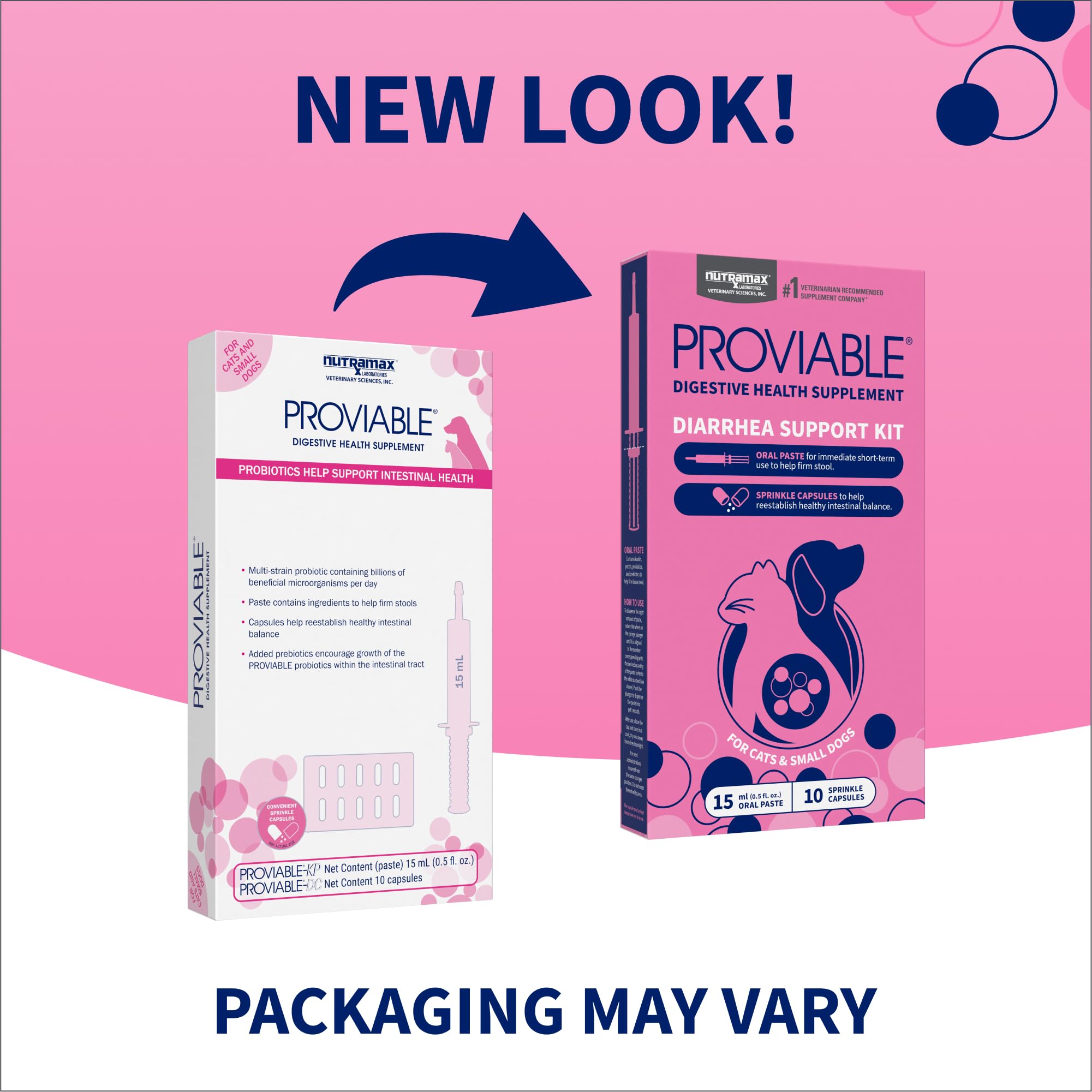 Nutramax Proviable: cápsulas probióticas para espolvorear sobre comida y equilibrar la flora intestinal.
