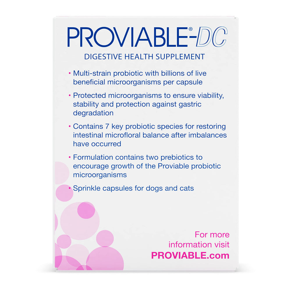 Nutramax Proviable mezcla de cepas probióticas para perros y gatos.
