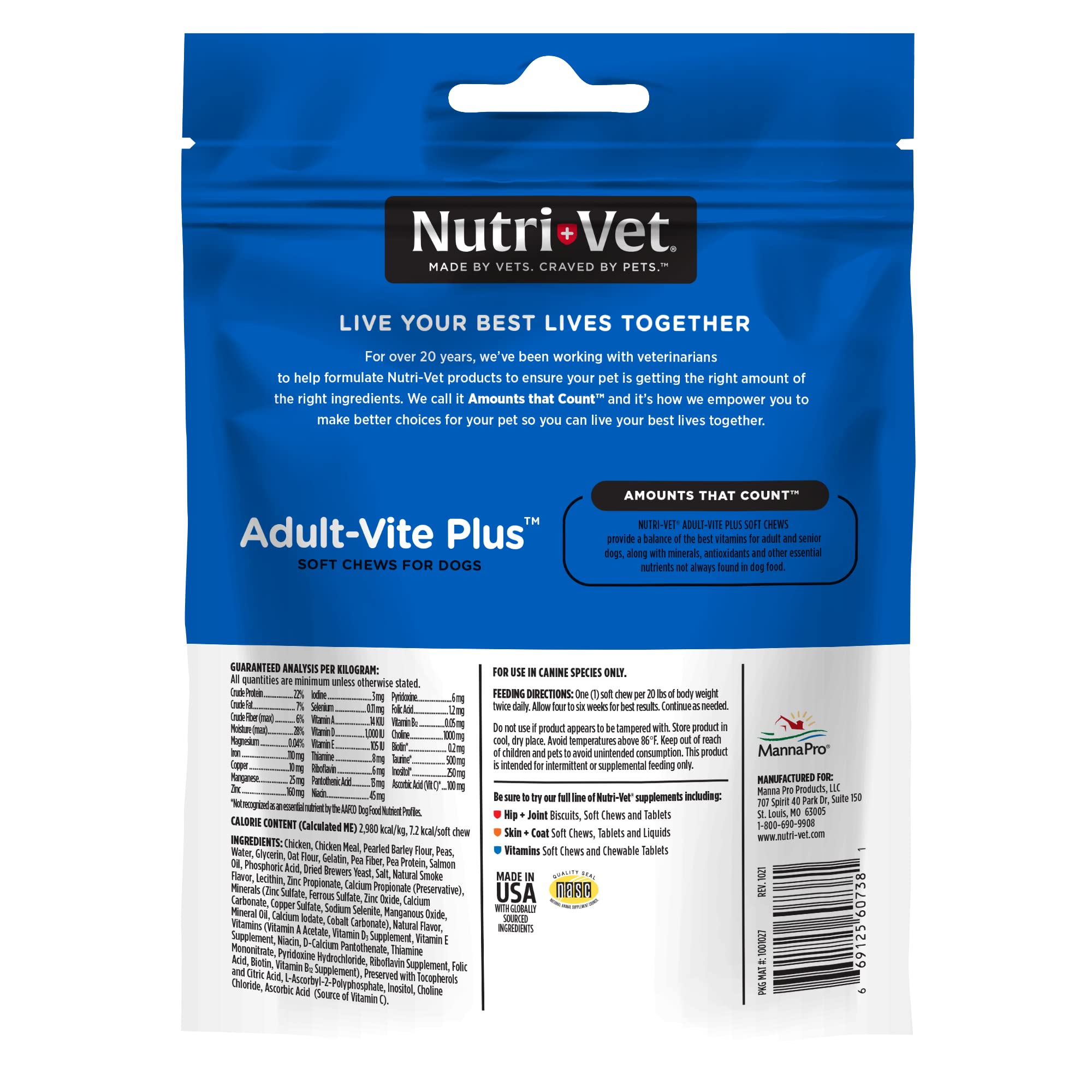 Nutri-Vet Adult-Vite Plus hecho en EE. UU., calidad y seguridad
