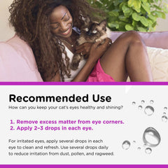 Nutri-Vet alivia irritación ocular en gatos con acción suave.