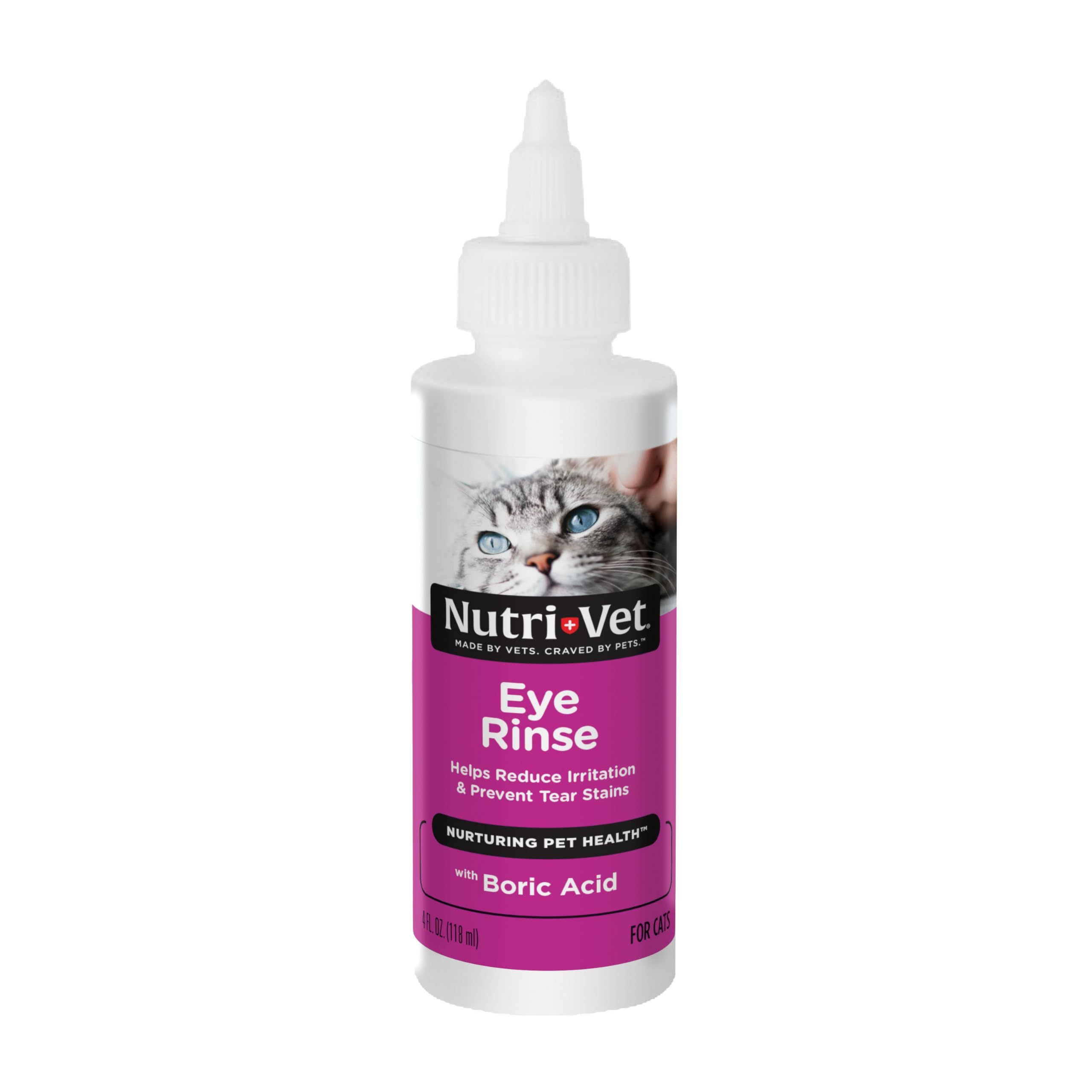 Nutri-Vet enjuague ocular para gatos, ideal para ojos limpios y cómodos diariamente.