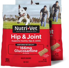 Nutri-Vet galletas para articulaciones, perro en primer plano, apoyo a la movilidad diaria.
