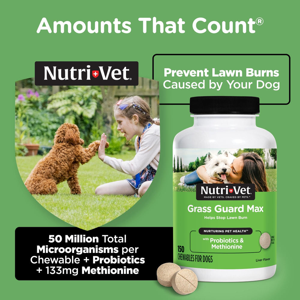 Nutri-Vet Grass Guard probióticos y enzimas para salud intestinal.