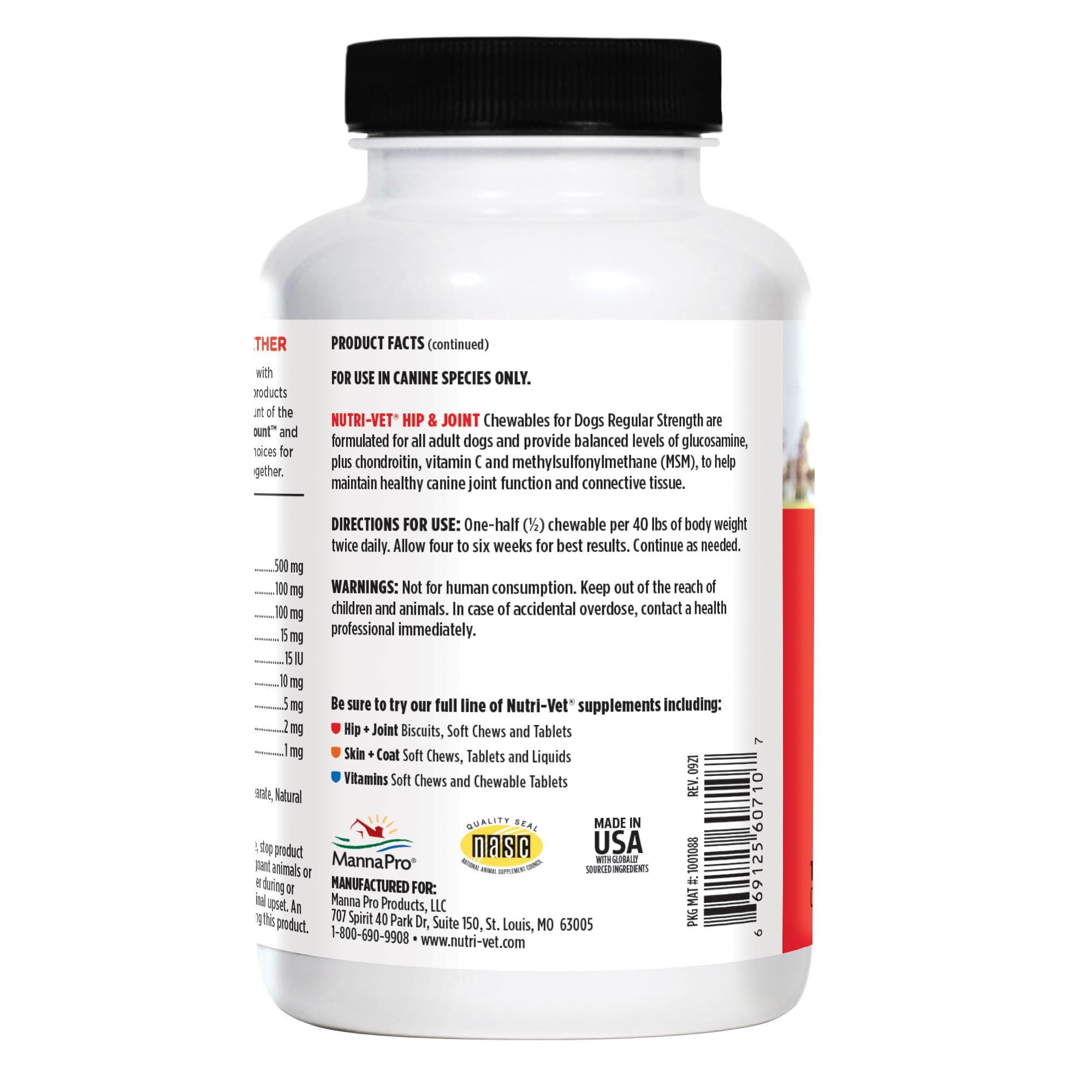 Dosis diaria fácil de administrar con Nutri-Vet Hip & Joint.