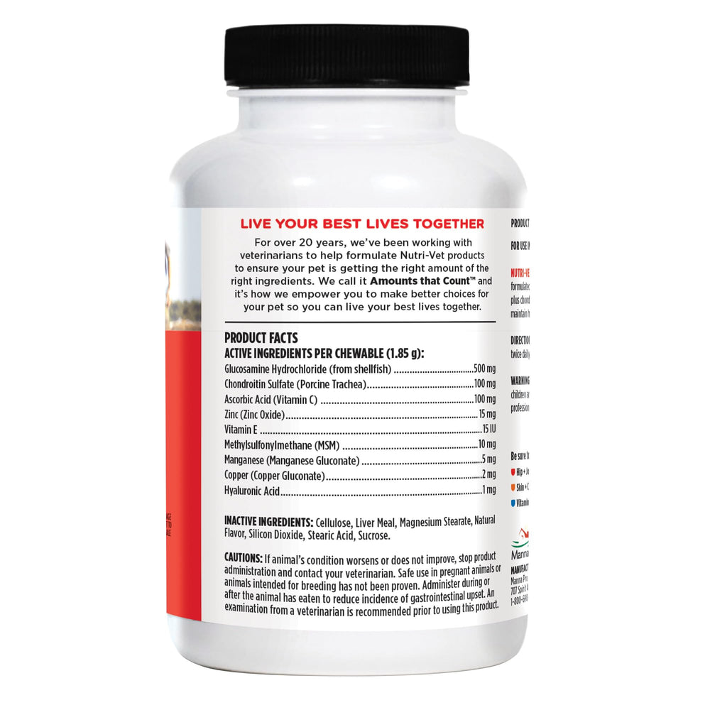 Para perros de todos los tamaños, Nutri-Vet Hip & Joint.