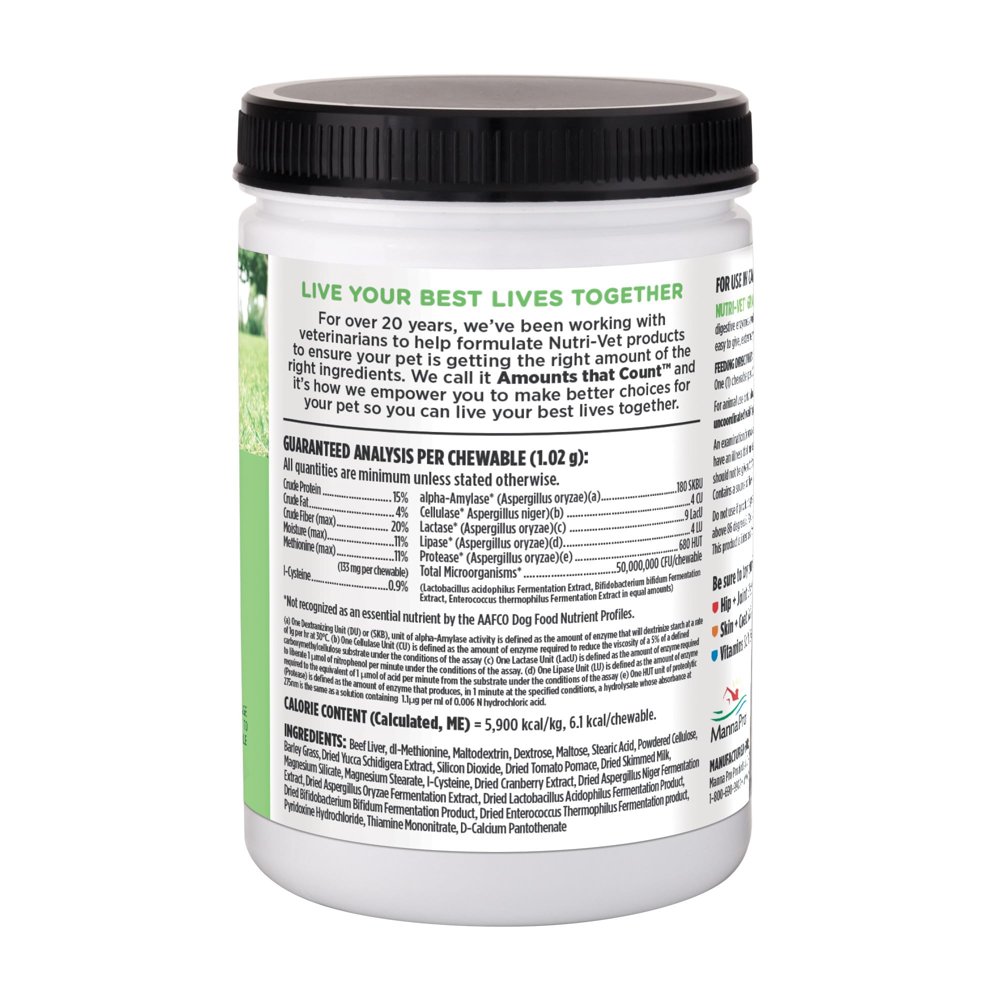 Nutri-Vet Grass Guard contiene ingredientes clave para perros.
