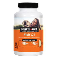 Nutri-Vet Aceite de Pescado para perros promueve pelaje sano y brillante.