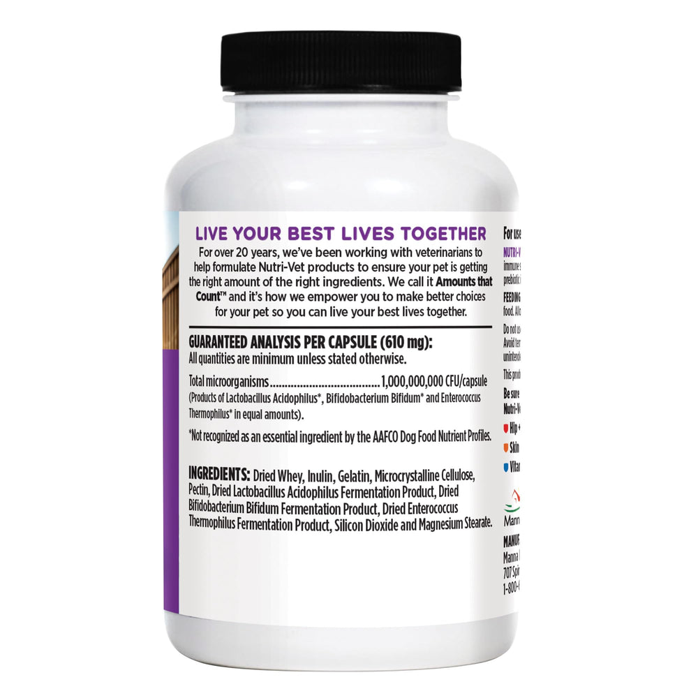 Nutri-Vet Probiotics ayuda a absorcion de nutrientes en perros.