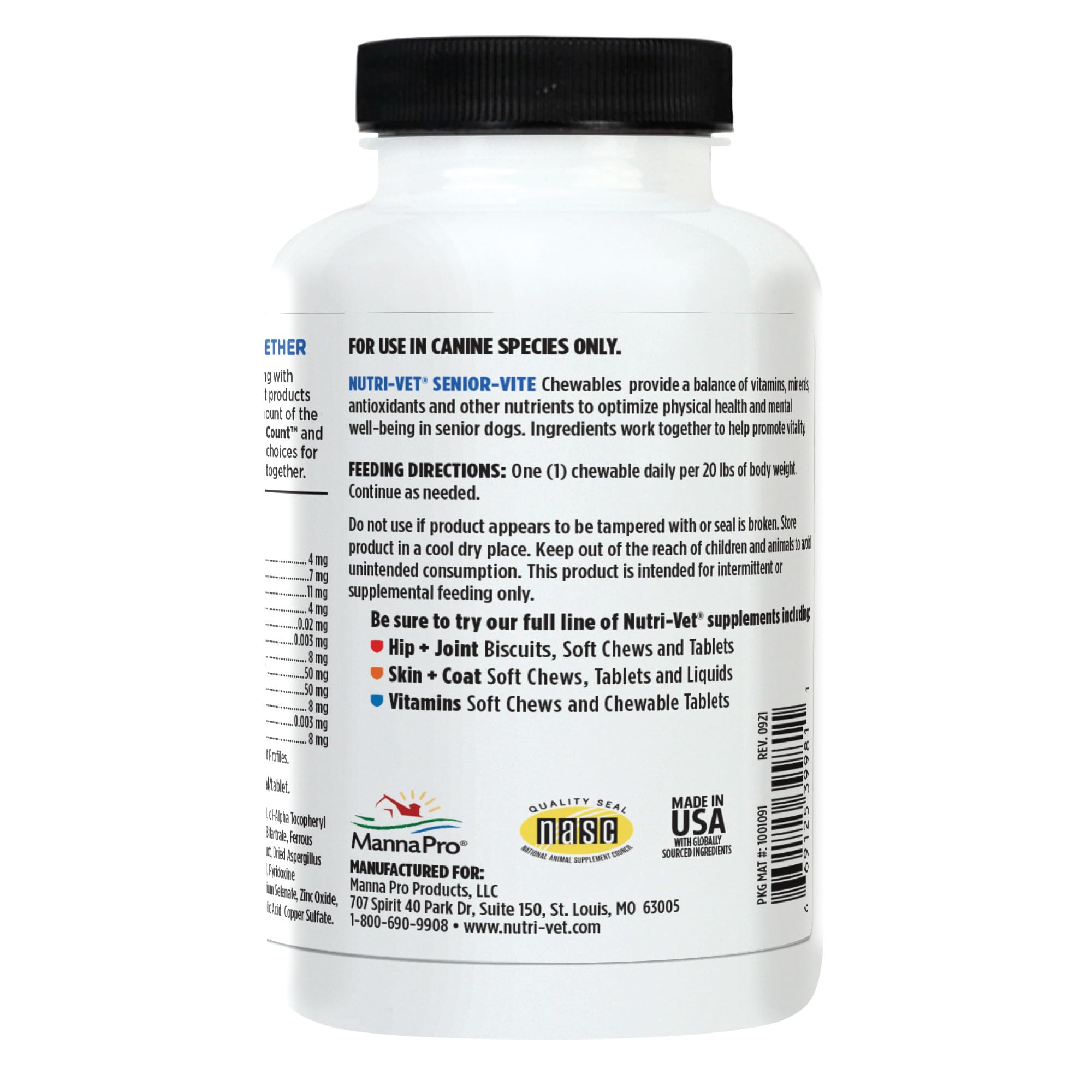 Nutri-Vet Senior-Vite, práctico para incorporar en la rutina diaria.