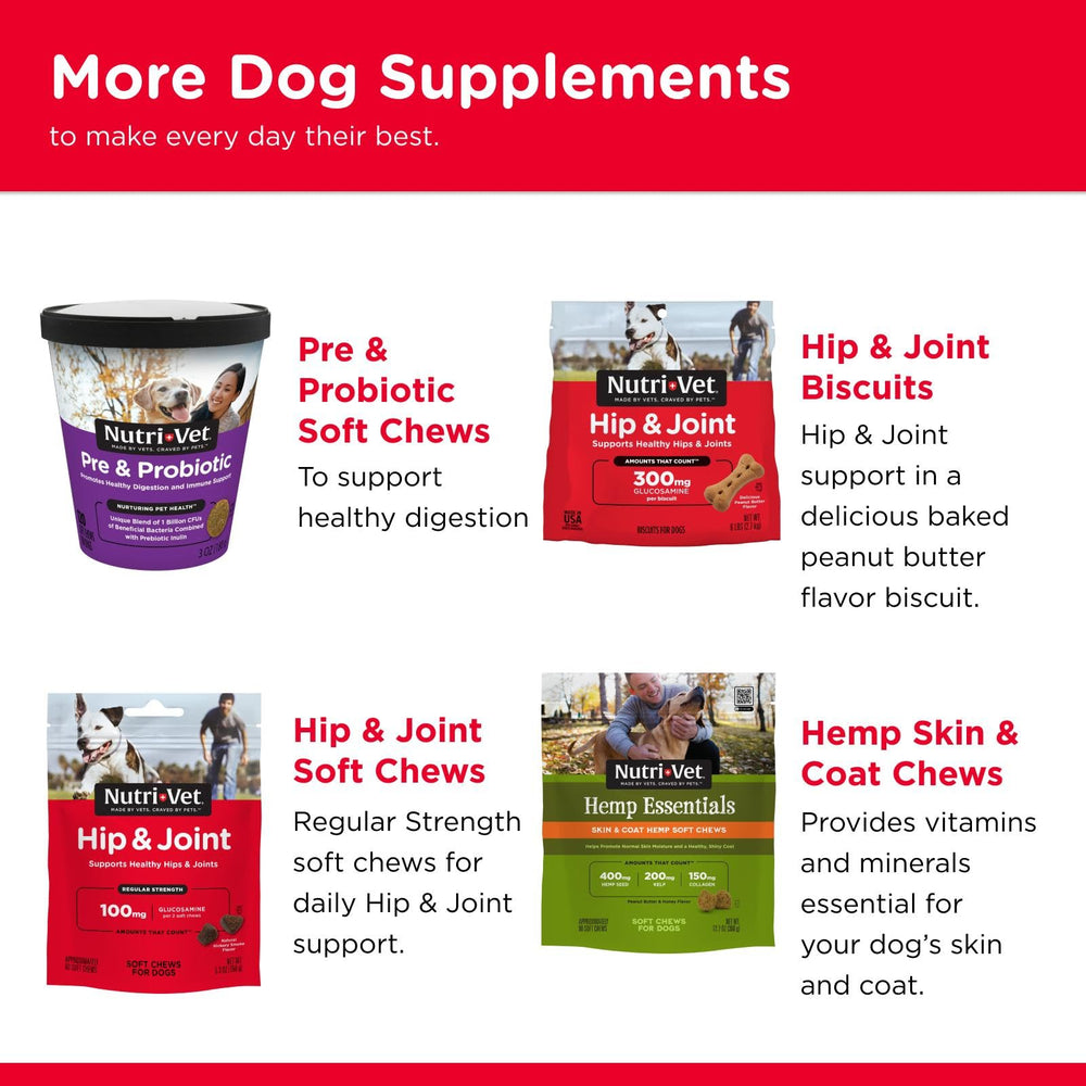 Uso diario de Nutri-Vet Hip & Joint para perros.