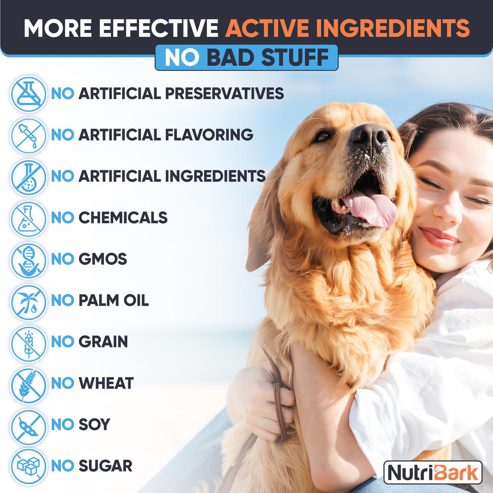 Nutribark glucosamina para perros, ingredientes naturales y sin granos.