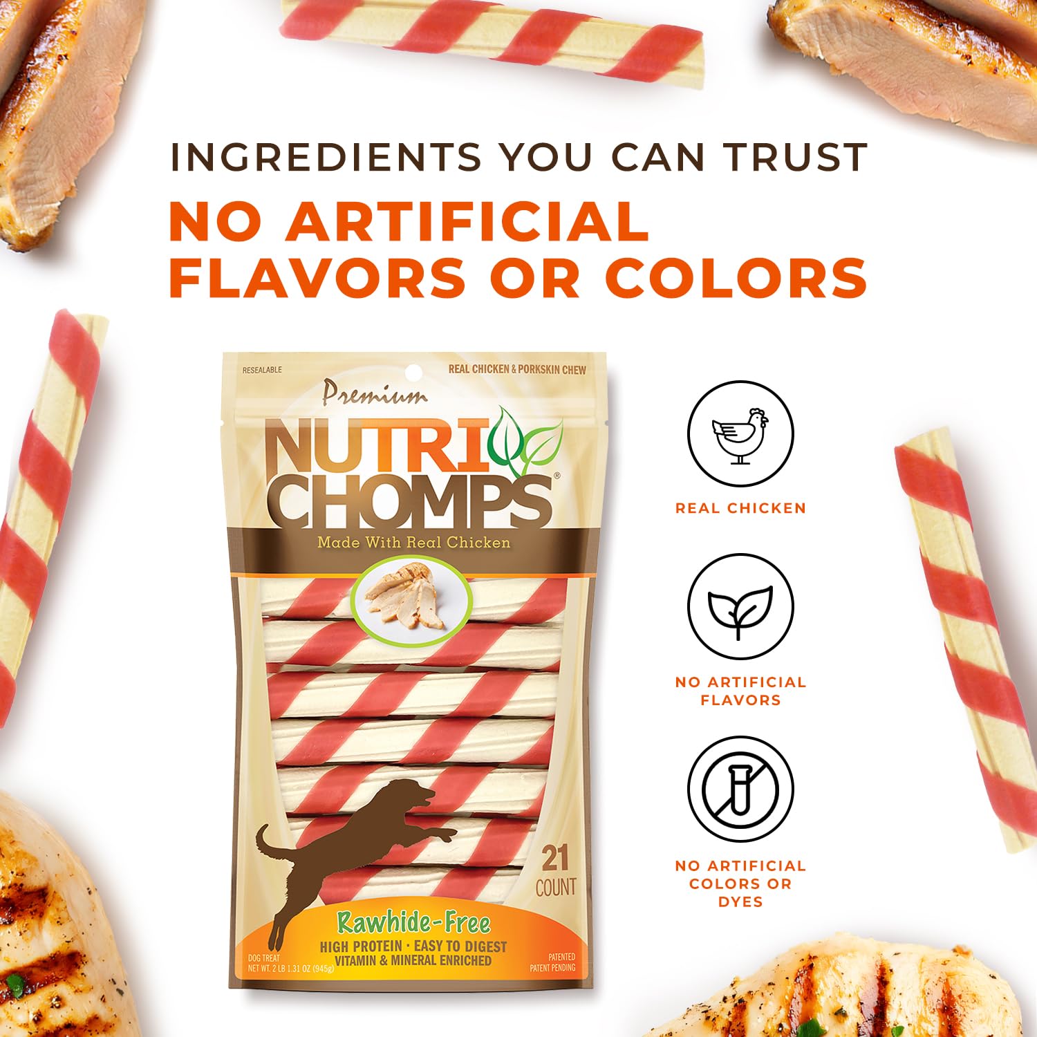 NutriChomps 100% libre de cuero crudo, para una digestión más fácil