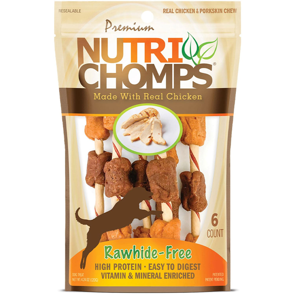 NutriChomps brochetas 5 pulgadas pollo y pato para masticar y entretener.