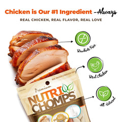 NutriChomps sabor mantequilla de cacahuete, ideal para perros exigentes.
