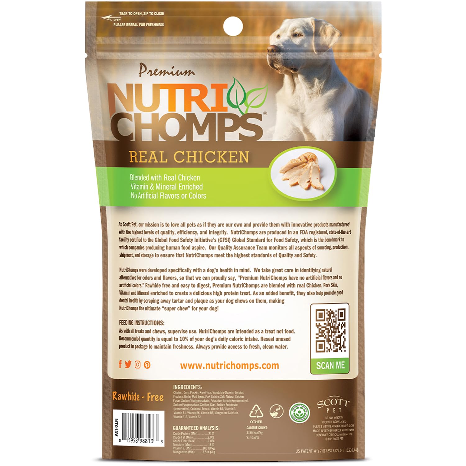 NutriChomps trenzas ingredientes naturales: pollo real y sabor irresistible