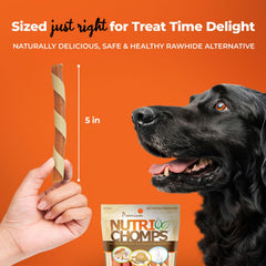 NutriChomps twists 5 pulgadas higiene dental, ayuda a la limpieza de dientes.