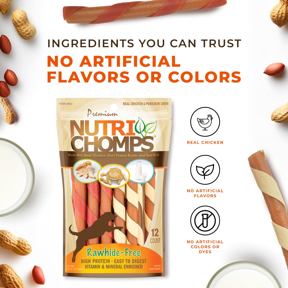 NutriChomps twists 5 pulgadas para perros pequeños, snack práctico y digerible.