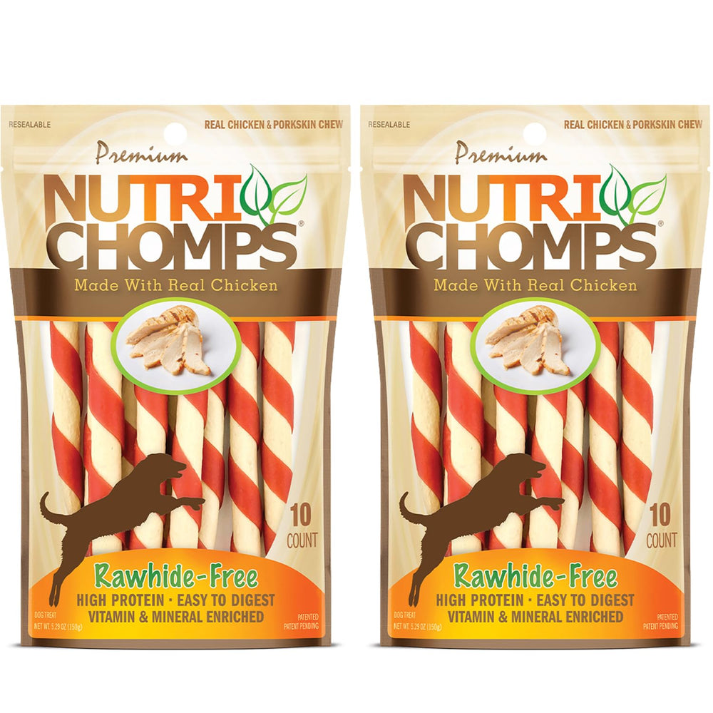 NutriChomps Twists poulet réel 5 pouces, friandise digestible pour chiens.