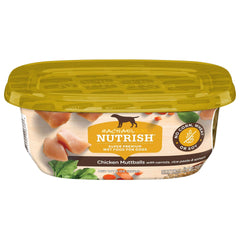 Nutrish albóndigas de pollo en tarrina de 8 onzas, sabor sabroso.