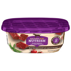Nutrish Beef Stroganwoof contiene carne, verduras y pasta para una comida sabrosa