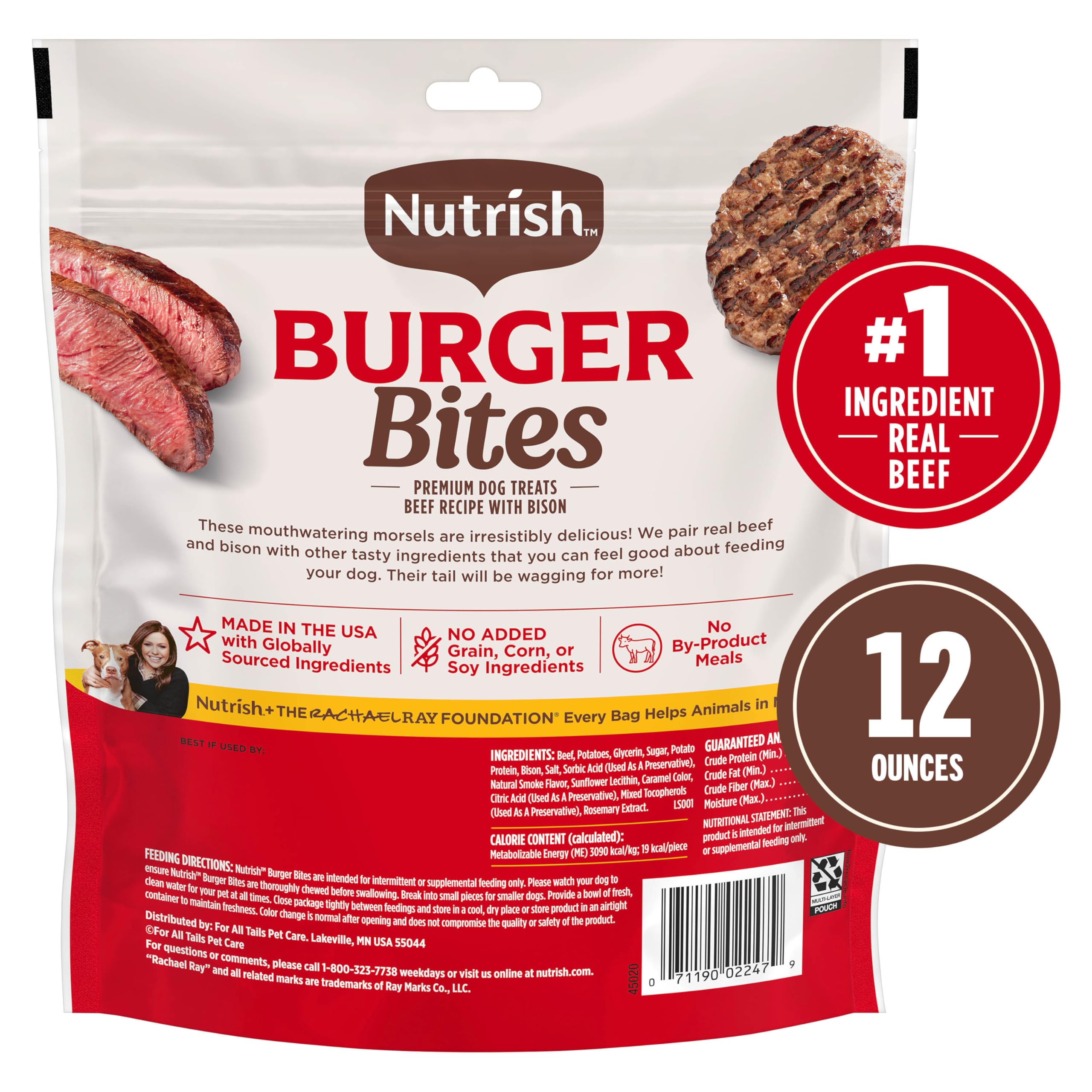 Bolsas de Nutrish con cierre reutilizable para conservar la frescura.