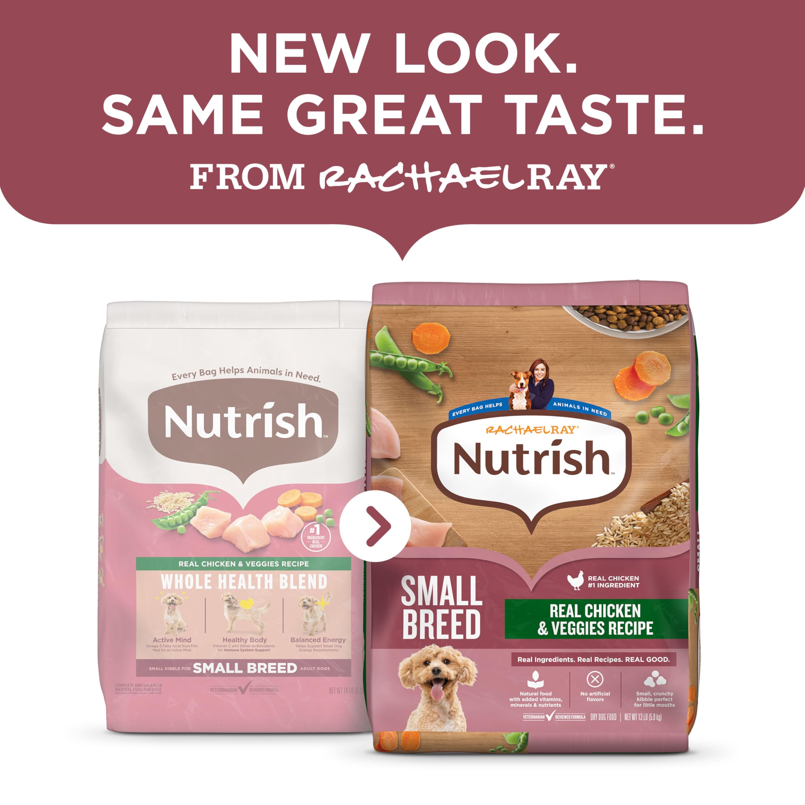Nutrish croquetas pequeñas y crujientes para perros de tamaño reducido.