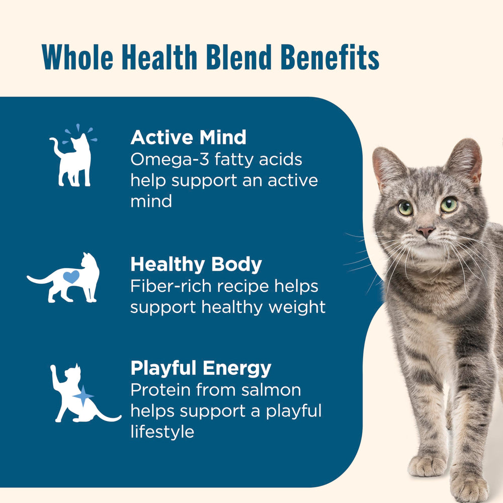 Alimento natural para gatos de todas las edades con nutrientes añadidos.