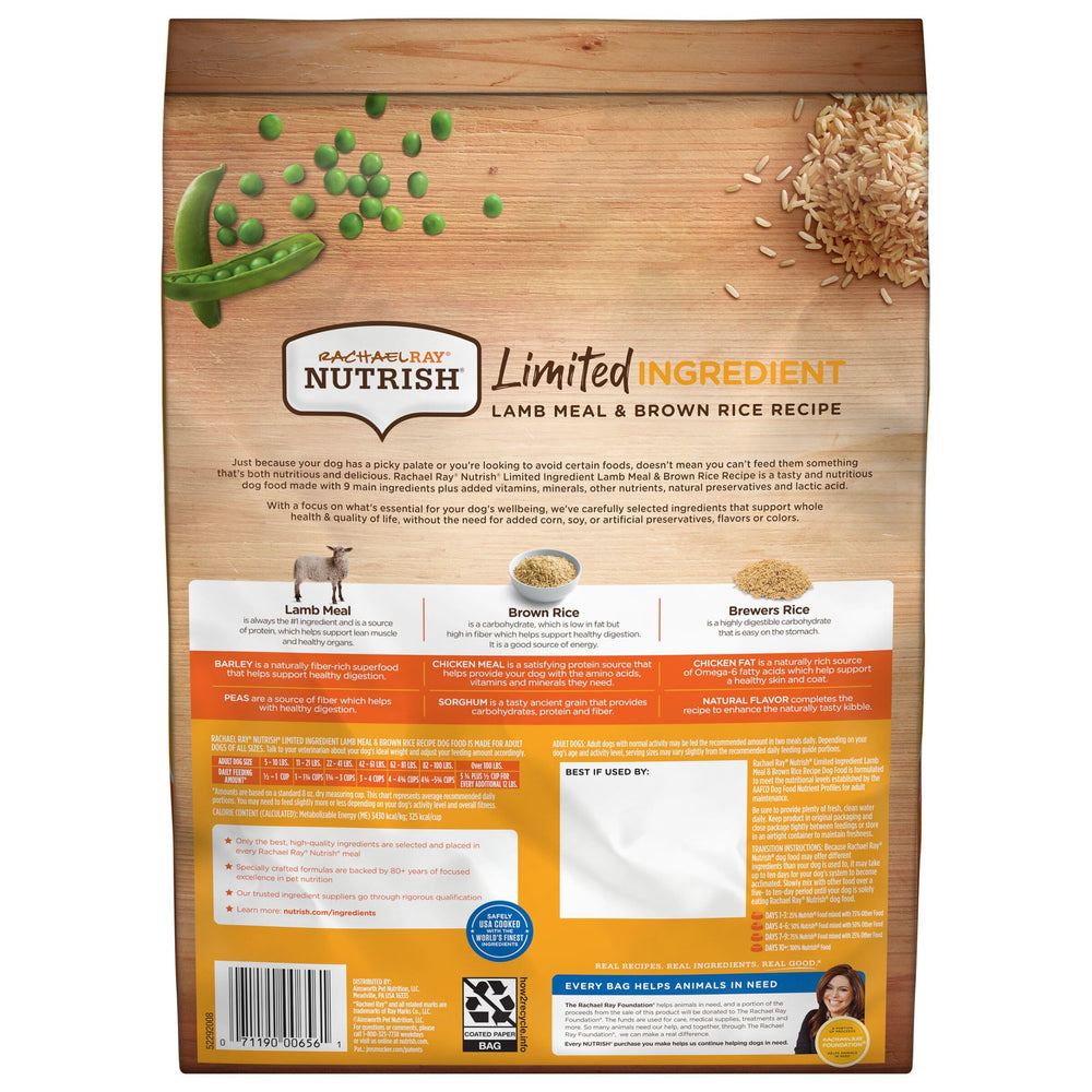 Nutrish ingrediente principal harina de cordero, fuente simple de proteína
