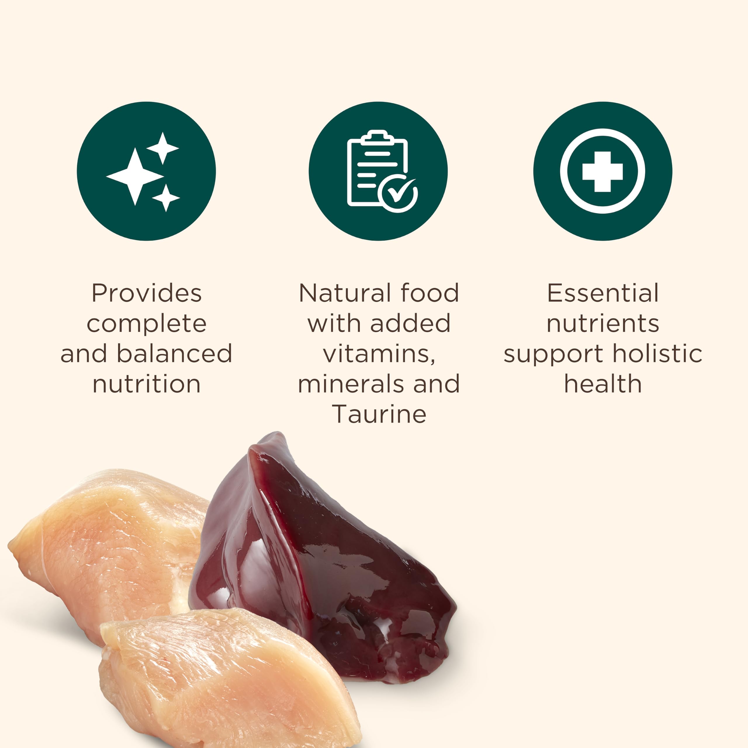Nutrish ingredientes naturales: taurina y vitaminas para nutrición equilibrada.