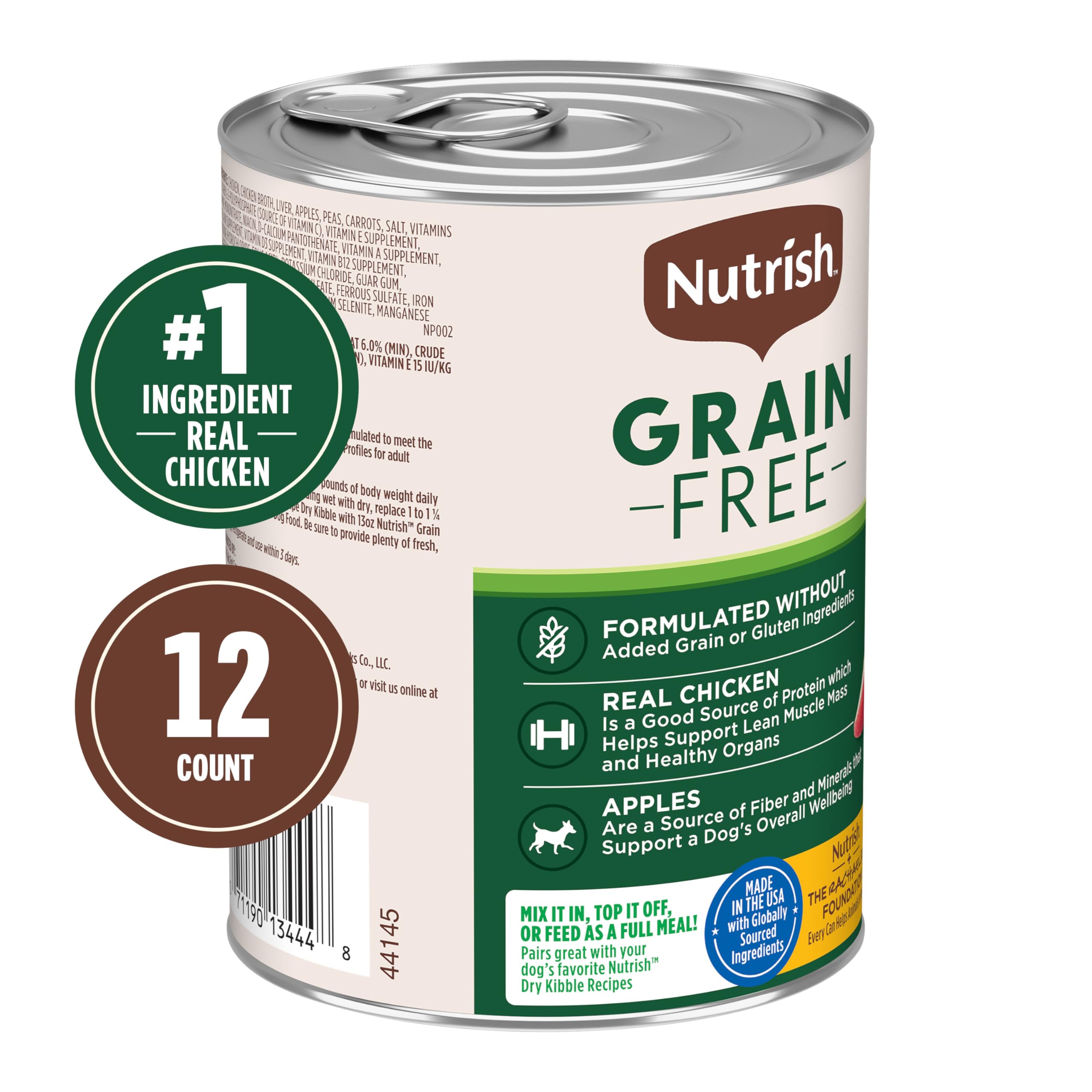 Nutrish pate sin granos y gluten, opción natural para perros