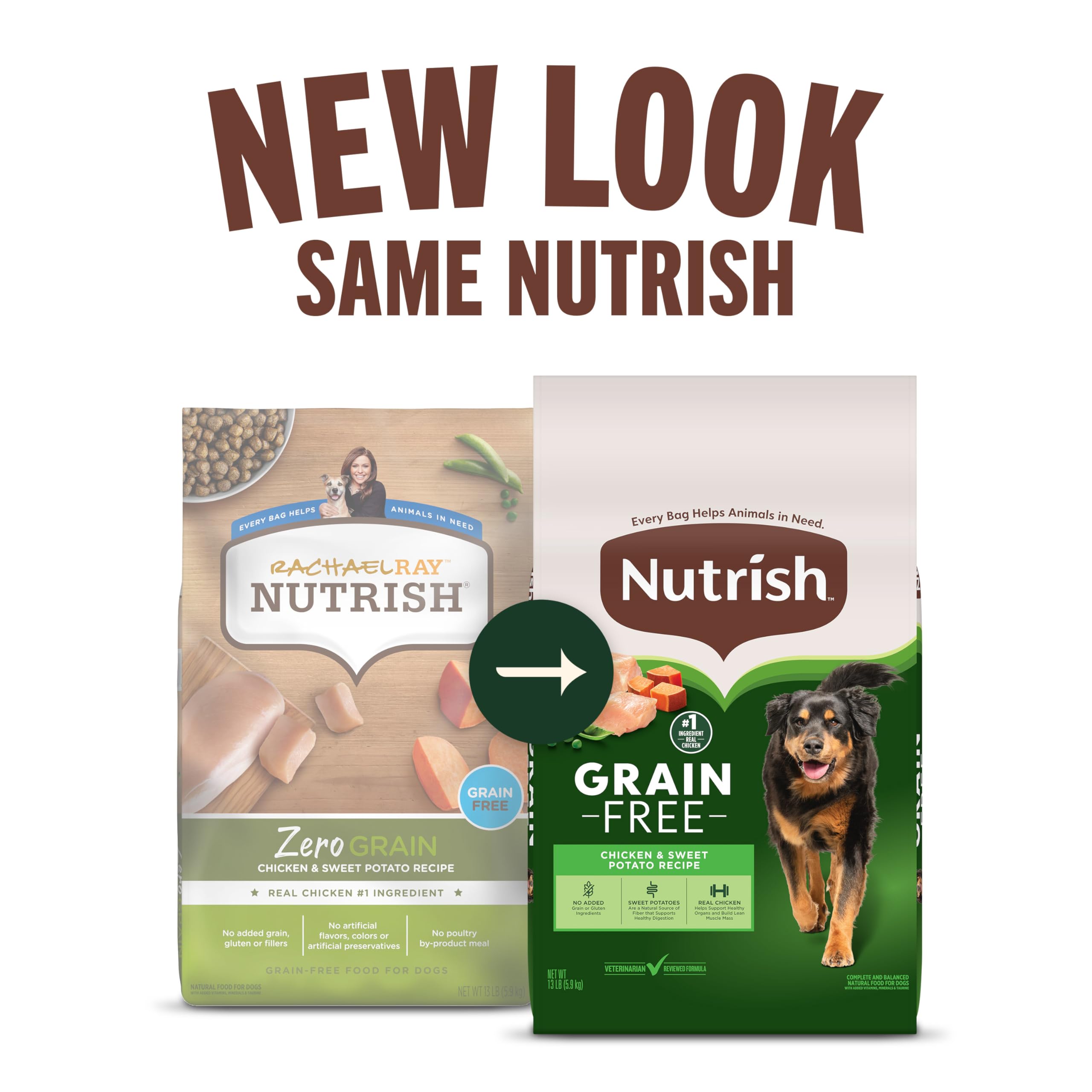 Nutrish croquetas con pollo como ingrediente principal para perros fuertes.