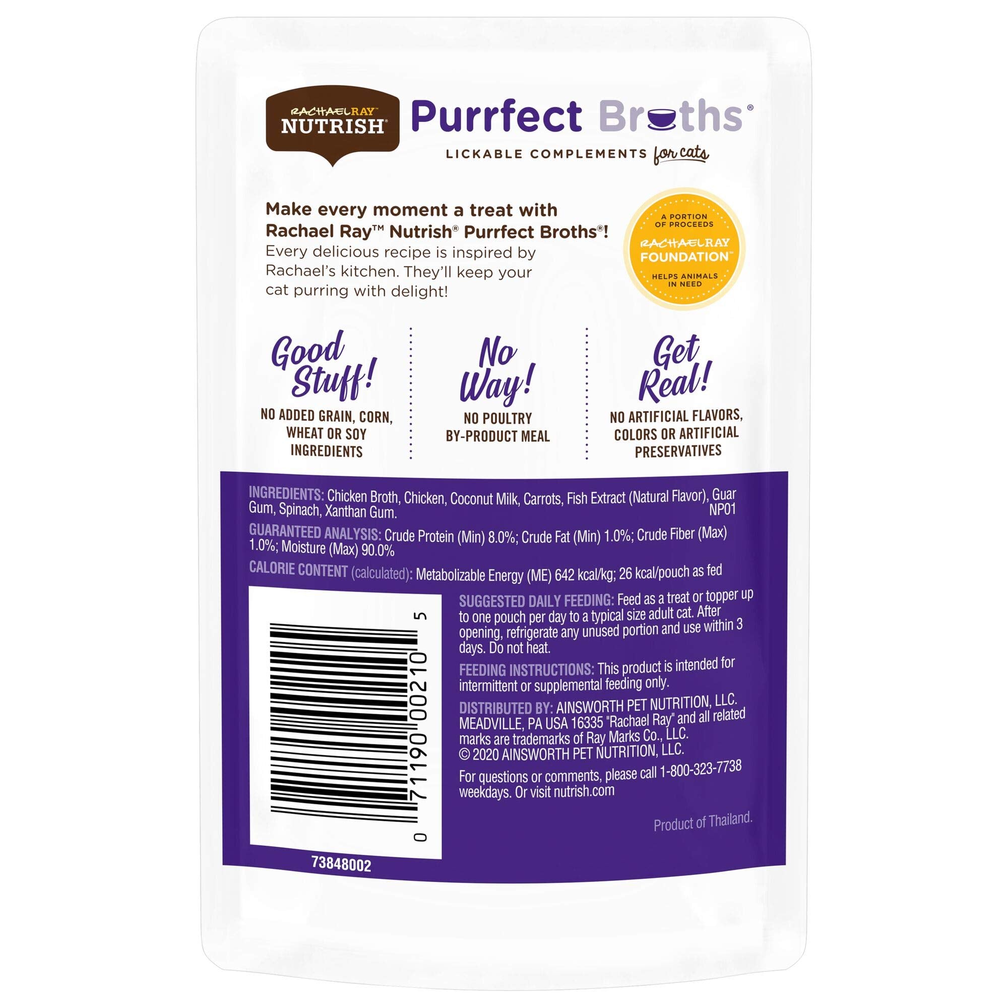 Nutrish Purrfect Broths: gato disfrutando crema de pollo blanco y verduras