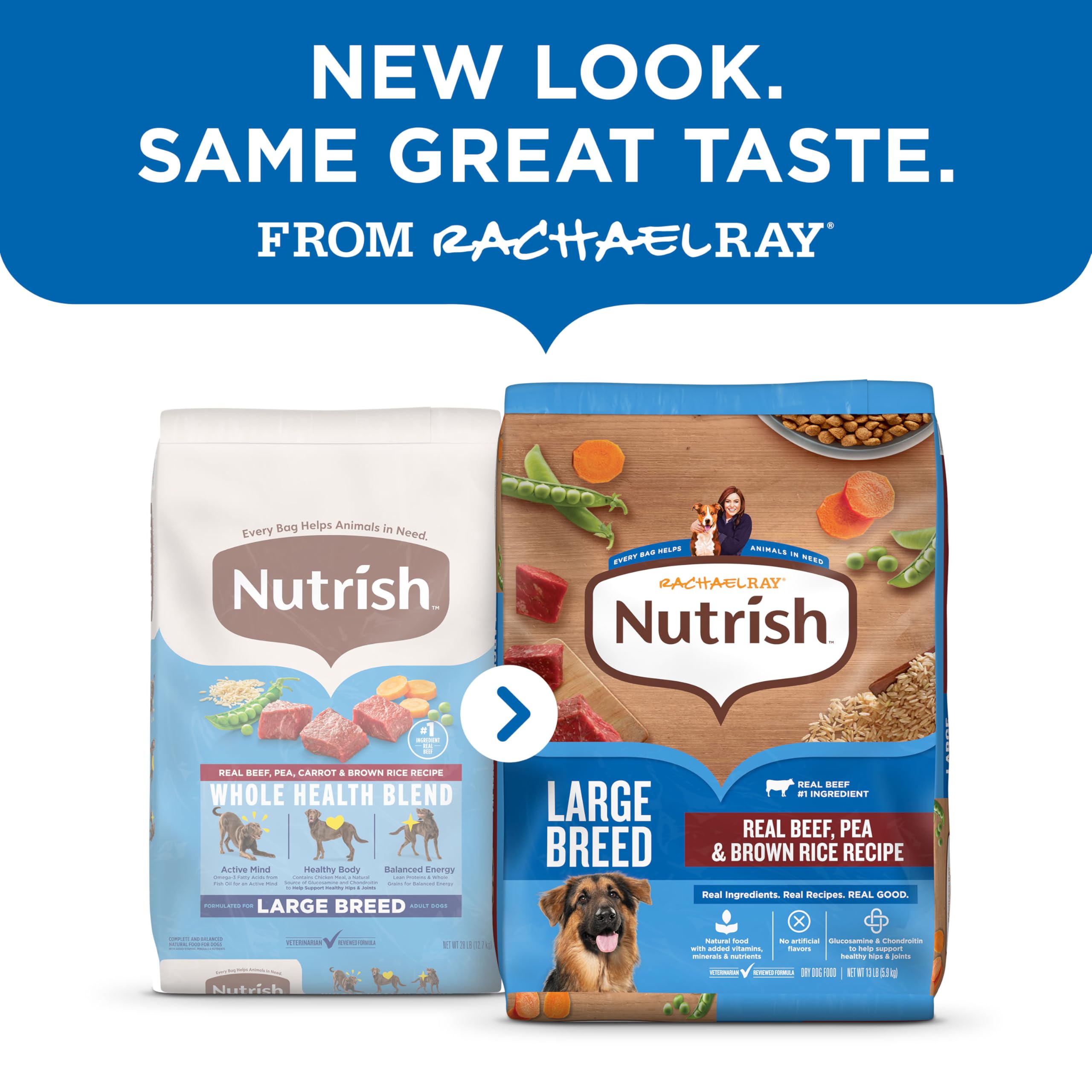 Nutrish Rachael Ray, trozos de carne real visibles para perros grandes